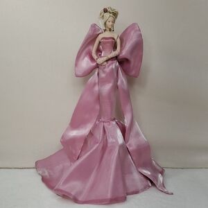 Elegant Victorian Tassel Doll Pink Dress Porcelain Collectible